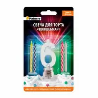 Свеча LED для торта Paterra Волшебная цифра 6 в магазине yu39.ru