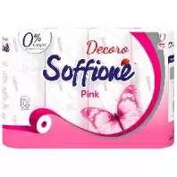Туалетная бумага Soffione Decoro pink, 12 рул., 2 сл., розовая в магазине yu39.ru