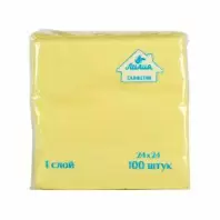 Салфетки бумажные 24x24 см. Лилия, 100 шт., 1 сл., жёлтые в магазине yu39.ru