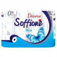 Туалетная бумага Soffione Decoro blue, 12 рул., 2 сл., голубая в магазине yu39.ru