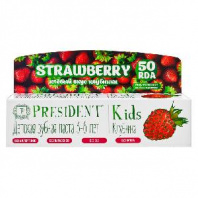 Детская зубная паста PresiDENT KIDS, 3-6 лет, вкус клубники, без фтора, 50 мл. в магазине yu39.ru